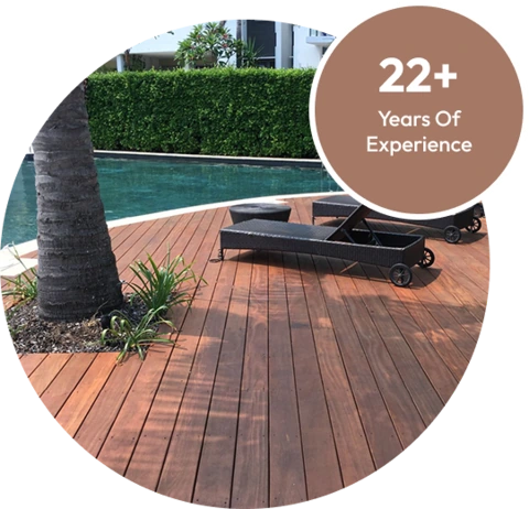 Brown color decking flooring showing 22 year experience